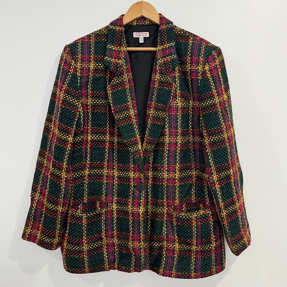 Vintage Talbots Plus Tweed Colorful plaid Blazer 20 - Picture 13 of 13